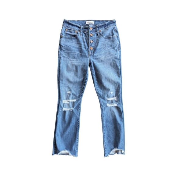 Madewell Cali Demi-Boot Jeans in Bronson Wash: Button-Front Edition Sz 27 - Picture 6 of 14